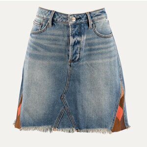 Driftwood Stef denim mini skirt with suede accents, size 28 never worn